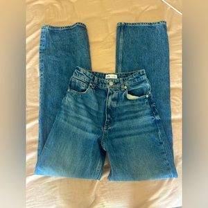 ZARA Straight Leg Medium Wash Jeans.